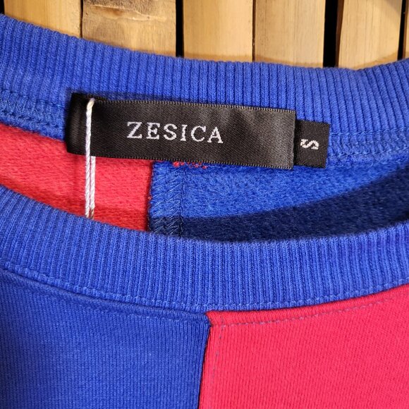 Zesica Long Sleeve Oversized Colorblock Sweatshirt Small Red/Blue NEW - Picture 4 of 8